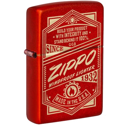 Zippo It Works Design Metallic Red Pocket Lighter 48620